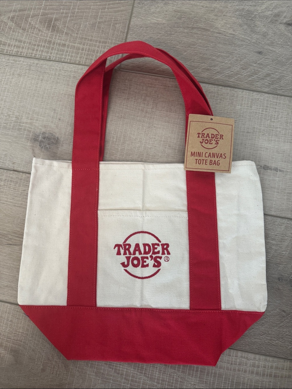 Red and White Mini Trader Joe’s Canvas Tote Bag